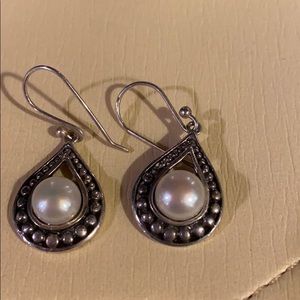Silver pearl earrings
